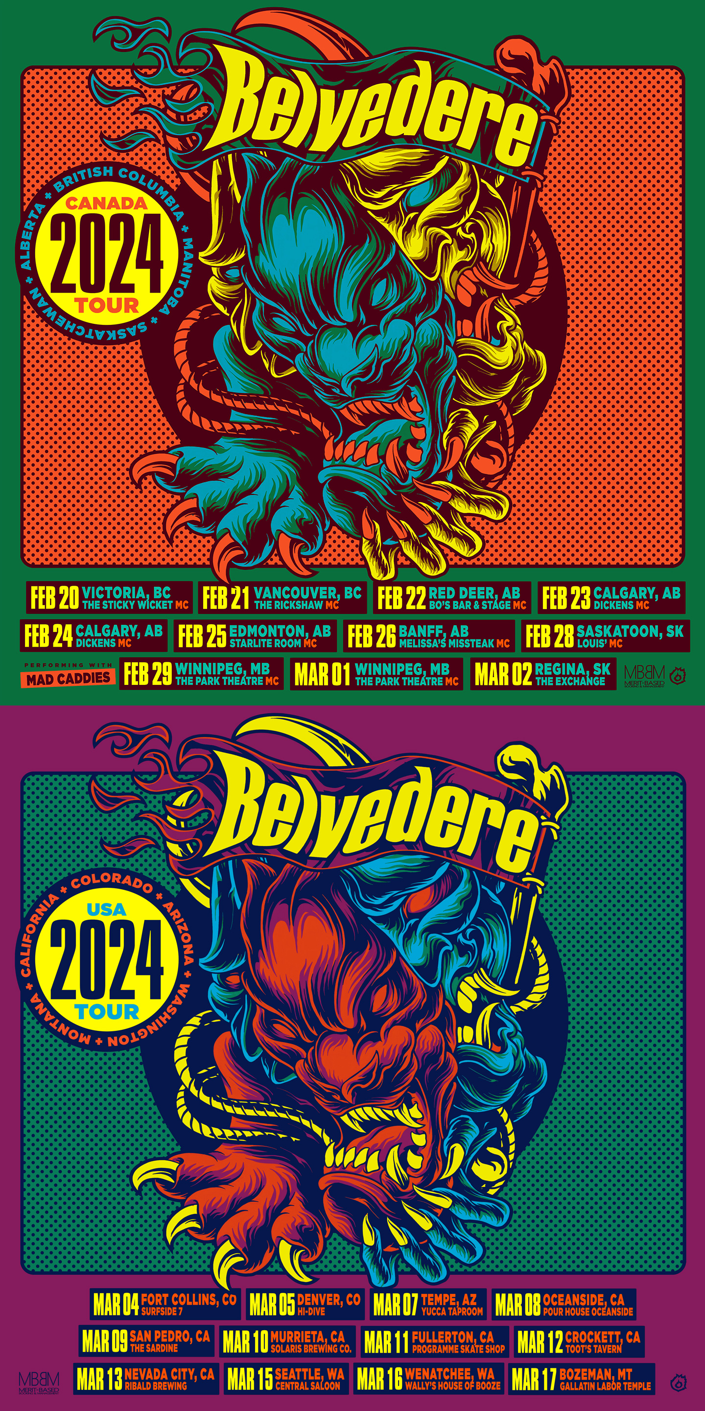 Tour Posters with Devil waving Banner Logo for Canada & Western USA